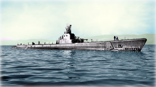 Illustration of a Gato-class submarine. The same type as the USS Herring.